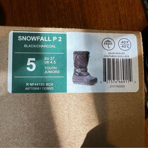 Kamik Snowfall P 2 Black/Charcoal 5 EU37 UK4.5 Youth Juniors Snow Boot - Picture 7 of 8